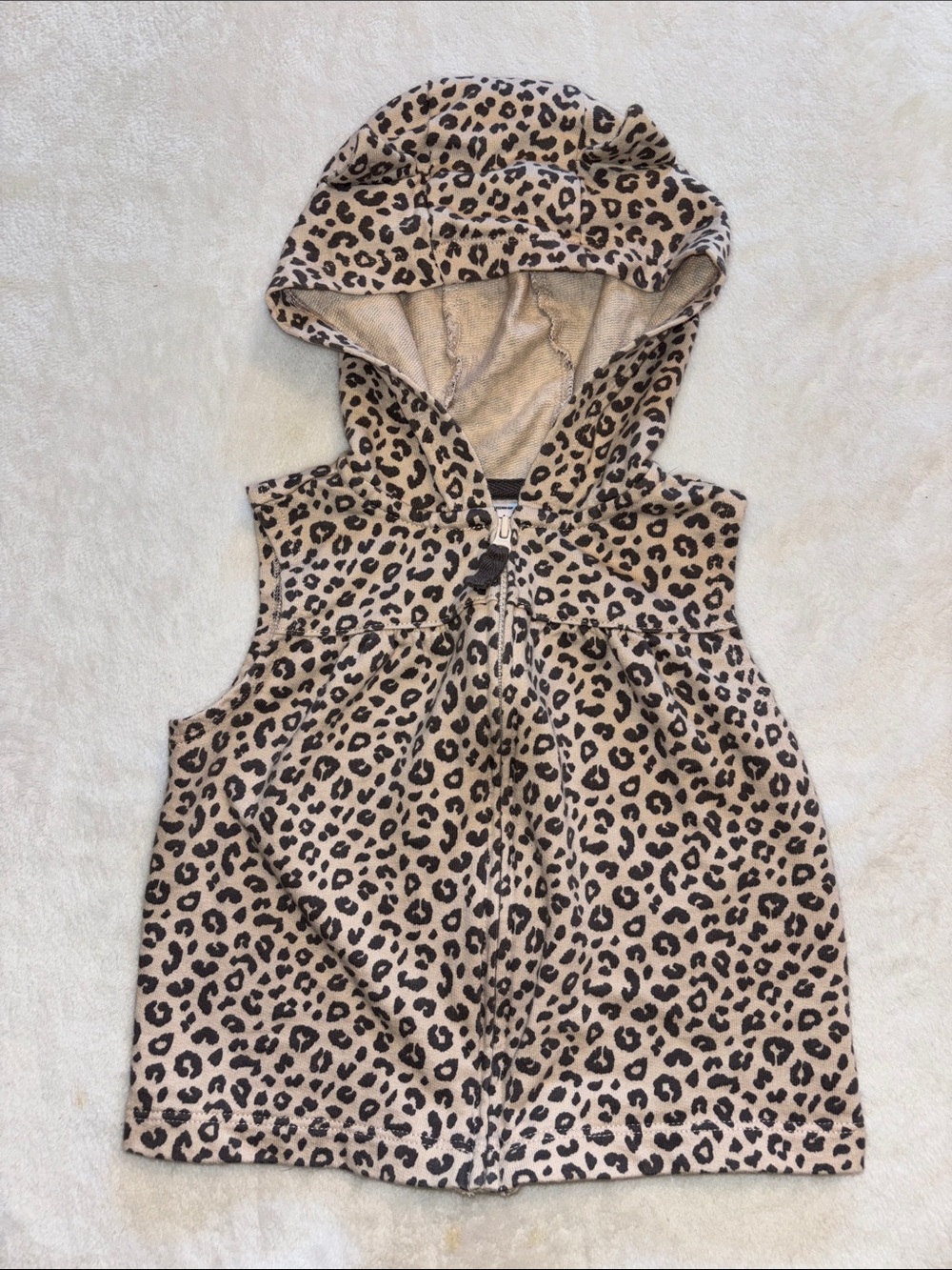 Carters Leopard Print Hooded Vest - Beige & Black 18 month baby girl Clothing